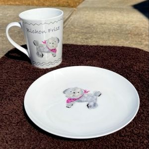 A collectible dog plate and cup set